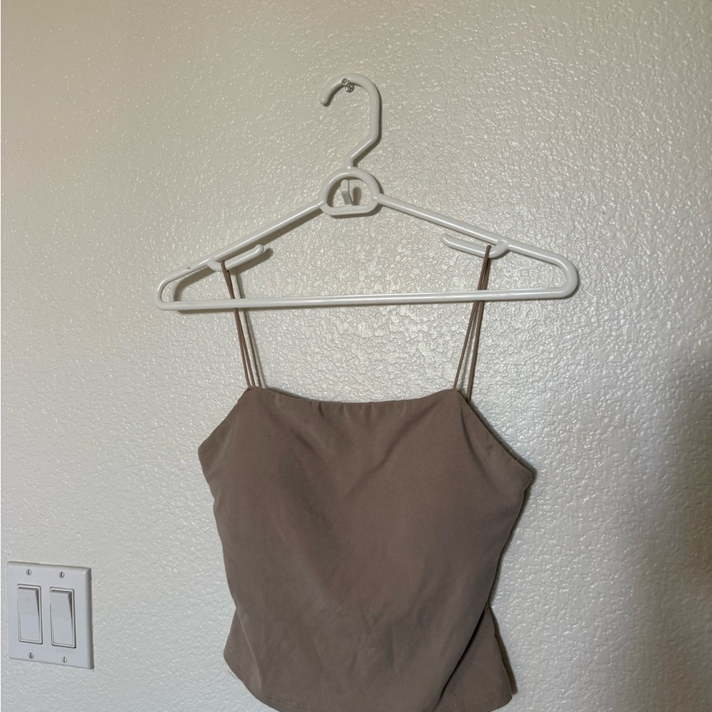 Spaghetti strap Brown crop Top